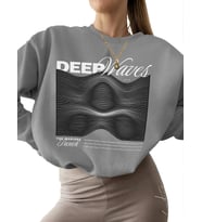 erkek kadın Sweatshirt unisex Deri·n dalgalar - mariana çukuru Baskılı kalın Sweatshirt Bej 3 iplik (Gri)