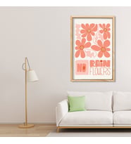 Tekli Ahşap Lamine Çerçeveli Mdf Tablo No Rain Flowers Pembe (Ahşap)
