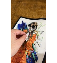 3 BOYUTLU KABARTMA GÖZLÜKLÜ KIZ ARMA DİKİŞ APLİKE 24X19 CM (Turuncu)