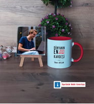 Erkek Kardeş Fotoğraflı Dekoratif Taş, Kupa Bardak Beyaz Hediye (Model 2)