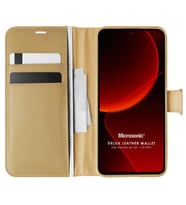 Microsonic Xiaomi Mi 13T Pro Kılıf Delux Leather Wallet Siyah (Gold)