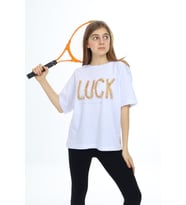 Kız Çocuk Tasarım Yazı Desenli T-Shirt 9-14 Yaş Lx038 ANGELOS GIRLS (Beyaz)