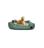 Ultrasoft Büyük Irk Köpek Yatağı Yıkanabilir Yüksek Kaliteli Kumaş Pati Işlemeli 80x100(Su Yeşili)
