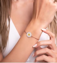 Kişiye Özel 925 Ayar Gümüş Papatya Bileklik (Rose)