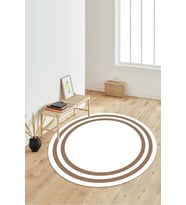 Dijital Baskılı Kaymaz Taban Yıkanabilir Yuvarlak Salon Halısı Koridor Halısı Paspas NDY-HT-534 (Kahverengi)