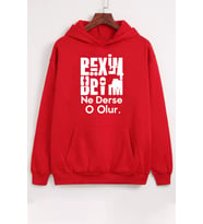 Beyim Ne Derse O Olur Katlamalı Sweatshirt (Kırmızı)