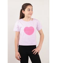 Toontoy Kız Çocuk Tnty Kalp Baskılı Tişört (Açık Lila)