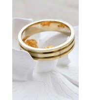 Gold Renk Kanal Desenli Erkek 925 Ayar Gümüş Alyans (Gümüş)