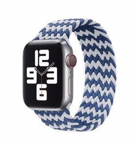 Apple Watch 44/45/46/49mm Kordon Medium Örgü Solo Loop Kordon 32 147mm 2/3/4/5/6 (MAVI-BEYAZ)