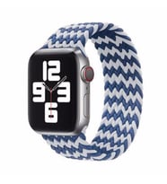Apple Watch 44/45/46/49mm Kordon Medium Örgü Solo Loop Kordon 32 147mm 2/3/4/5/6 (MAVI-BEYAZ)