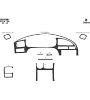 Meriç® Hyundai Elantra Ön Torpido Kaplama Maun 8 Parça 2000-2004 (Karbon)