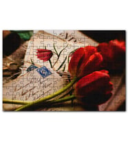 Cakapuzzle Aşk Mektupları ve Kırmızı Laleler Puzzle Yapboz MDF (Ahşap) (255 Parça)