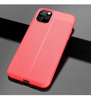 Apple iPhone 11 Pro Kılıf Zore Niss Deri Desenli Silikon Kılıf (Kırmızı)