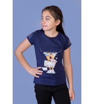 Toontoy Kız Çocuk Baskılı Tişört (Lacivert)