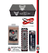 Beşiktaş Orijinal Lisanslı Kalem Bileklik Kuru Boya Silgi Hediyelik Set (Beyaz)
