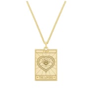 Kişiye Özel 925 Ayar Gümüş The Lovers Tarot Kolye (Gold)
