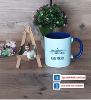 Su Ürünleri Mühendisi Kupa Bardak Beyaz ve Fotoğraflı Ahşap Anahtarlık Hediye (Model 3)