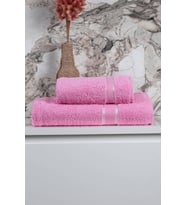 %100 Pamuk 2 Parça Kadın/Erkek Banyo Duş Hamam Havlu Seti 90x150 Cm (Pembe)