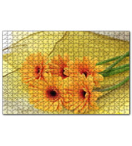 Cakapuzzle File Üzerinde Turuncu Papatya Demeti Görseli  Puzzle Yapboz MDF (Ahşap) (255 Parça)