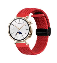 Sneezy Huawei Watch GT 4 41mm İle Uyumlu 18mm FiberLink Manyetik Tokalı Örgü Kordon (Kırmızı)