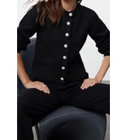 Kadın Modern Tarz Regular Bisiklet Yaka Regular Triko Hırka (Siyah)