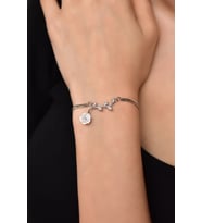 Papatya Silver 925 Ayar Gümüş Zirkon Taşlı Sedef Manolya Çiçeği Bileklik (Rodyum)