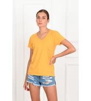 Kadın Basic Cepli Tshirt 8328 (Hardal)