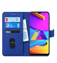 Microsonic Samsung Galaxy M10s Kılıf Fabric Book Wallet (Lacivert)
