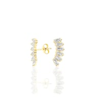 925 ayar Gümüş 6 Baget taşli küpe (Gold)