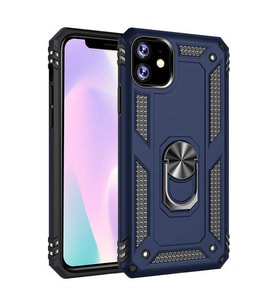 Apple iPhone 11 Uyumlu Kılıf Standlı Manyetik Yüzüklü Military Magnetic Ring Polycarbonate and TPU Case (Lacivert)