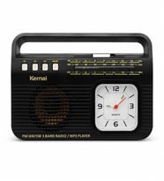 Kemai MD-502BT Nostaljik Analog Saatli FM Radyo Bluetooth Hoparlör USB TF AUX (Siyah)