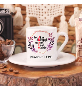 Anneler Gününe Özel Türk Kahvesi Fincanı (Beyaz)