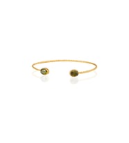 Kadir Jewellery 22 Ayar Altın Kaplama El İşçiliği Zirkon Taşlı Kadın Charm Bileklik (Zeytin Yeşili)