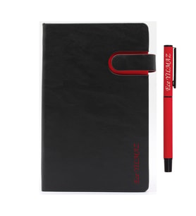 İsme Özel Renk Detaylı Defter ve Roller Kalem Seti - Renk Seçenekli (Kırmızı)