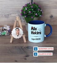 Aile Hekimi Kupa Bardak Beyaz ve Fotoğraflı Ahşap Anahtarlık Hediye (Model 3)