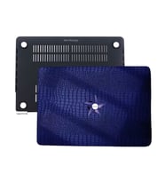 Macbook Air M1 Deri Kılıf 360 Derece Saran Kaplama Koruyucu (TouchID'li M1 Air) A2337 A2179 A1932 ile Uyumlu (Lacivert)