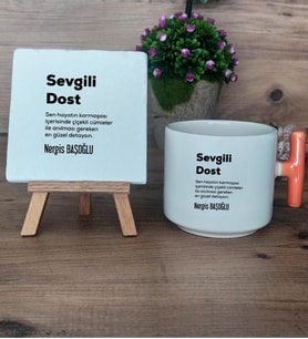 Sevgili Dost Hediye Seti Kupa Bardak T Kulplu ve Dekoratif Taş Arkadaşa Hediye, Dosta Hediye (Model 7)