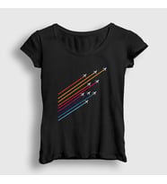 Presmono Kadın Beyaz Show Pilot Airplane Uçak T-Shirt 411642tt (Siyah)