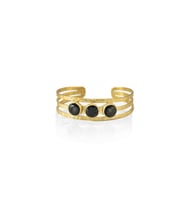 Kadir Jewellery 22 Ayar Altın Kaplama El İşçiliği Zirkon Taşlı Kadın Kaburga Bilezik (Siyah)