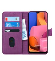 Microsonic Samsung Galaxy A20s Kılıf Fabric Book Wallet (Mor)