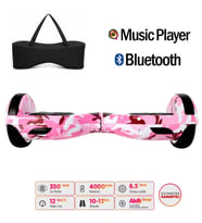 Elektrikli Kaykay Hoverboard Bluetooth Hoparlörlü 6.5 İnç Grafiti D05 - Çanta Hediye (Beyaz-Pembe)