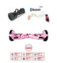 Elektrikli Kaykay Hoverboard Bluetooth Hoparlörlü 6.5 İnç Grafiti D05 - Çanta Hediye (Beyaz-Pembe)