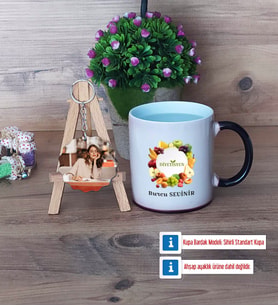 Diyetisyen Kupa Bardak Beyaz ve Fotoğraflı Ahşap Anahtarlık Hediye (Model 9)