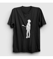 Presmono Unisex Beyaz Guitar Robert Smith The Cure T-Shirt 452918tt (Siyah)