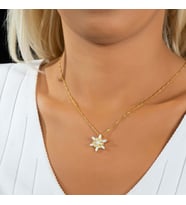 Opal Taşlı Rüzgar Çiçeği Gümüş Kolye (Gold)