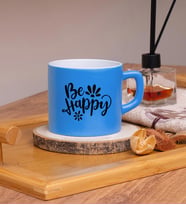 Be Happy Tasarımlı Renkli Nescafe Fincanları 220 ML (Mavi)