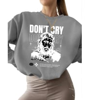 bisiklet yaka 3 iplik şardonlu Ağlama Baskılı erkek kalın kadın unisex Sweatshirt Sweatshirt Bej (Gri)