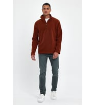 Erkek Rahat Kalıp Softech Polar Yarım Fermuarlı Sweatshırt spr24pw20 (Tarçın)