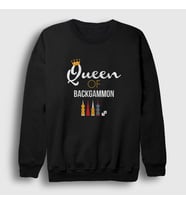 Presmono Unisex Beyaz Queen Of Backgammon Oyun Tavla Sweatshirt 418570tt (Siyah)