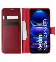 Microsonic Xiaomi Redmi Note 12 Pro 5G Kılıf Delux Leather Wallet Siyah (Kırmızı)
